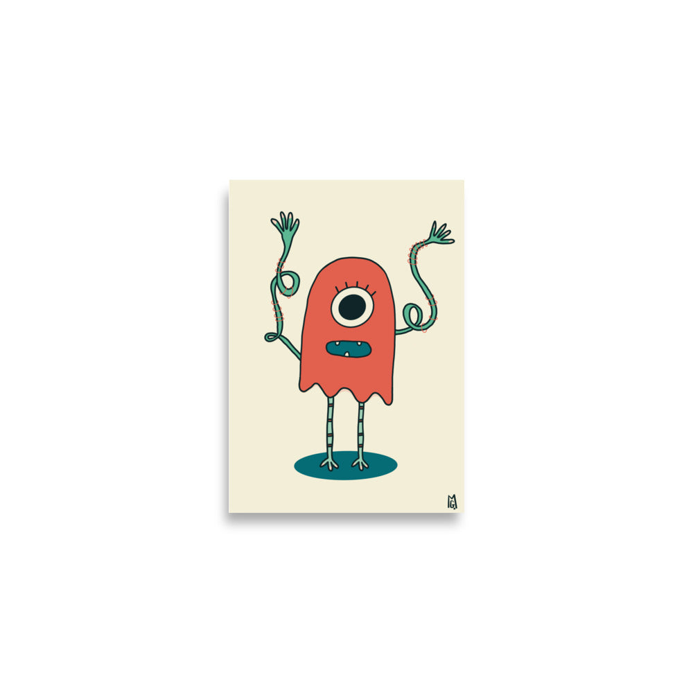 alt="Póster infantil Monstruo rojo en papel mate grueso – decoración divertida y original para habitación de niños"
