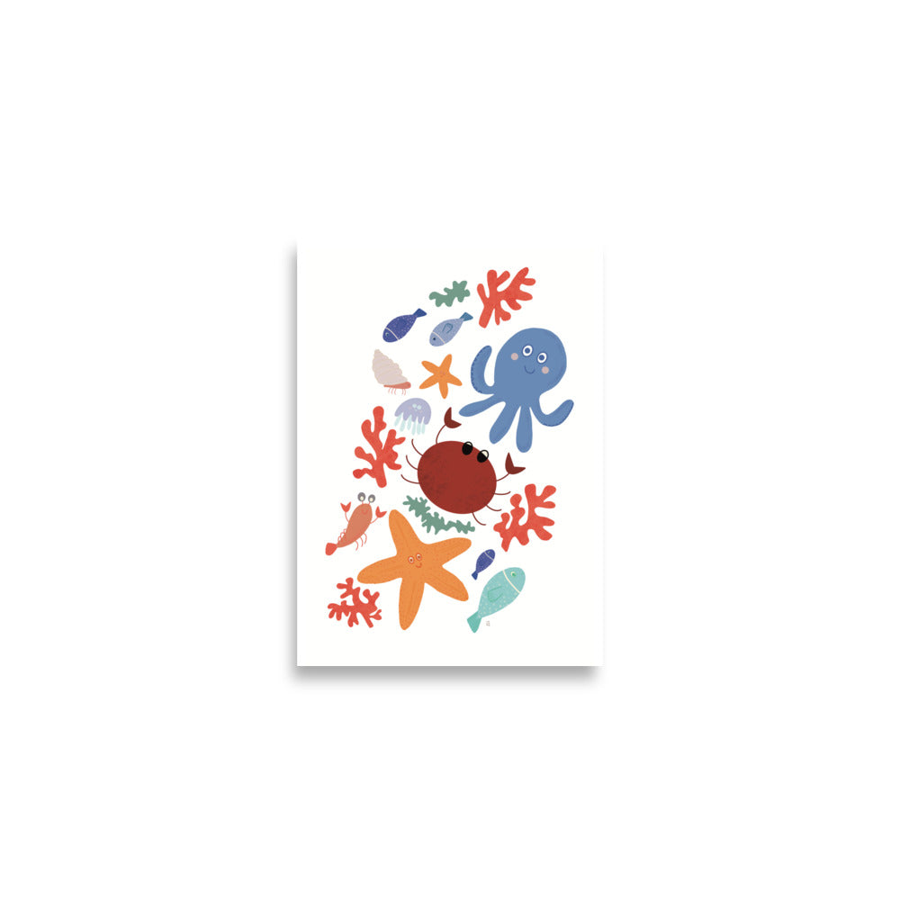 Póster decorativo “Amigos del mar” – Lámina divertida para habitación infantil - Kago Studio