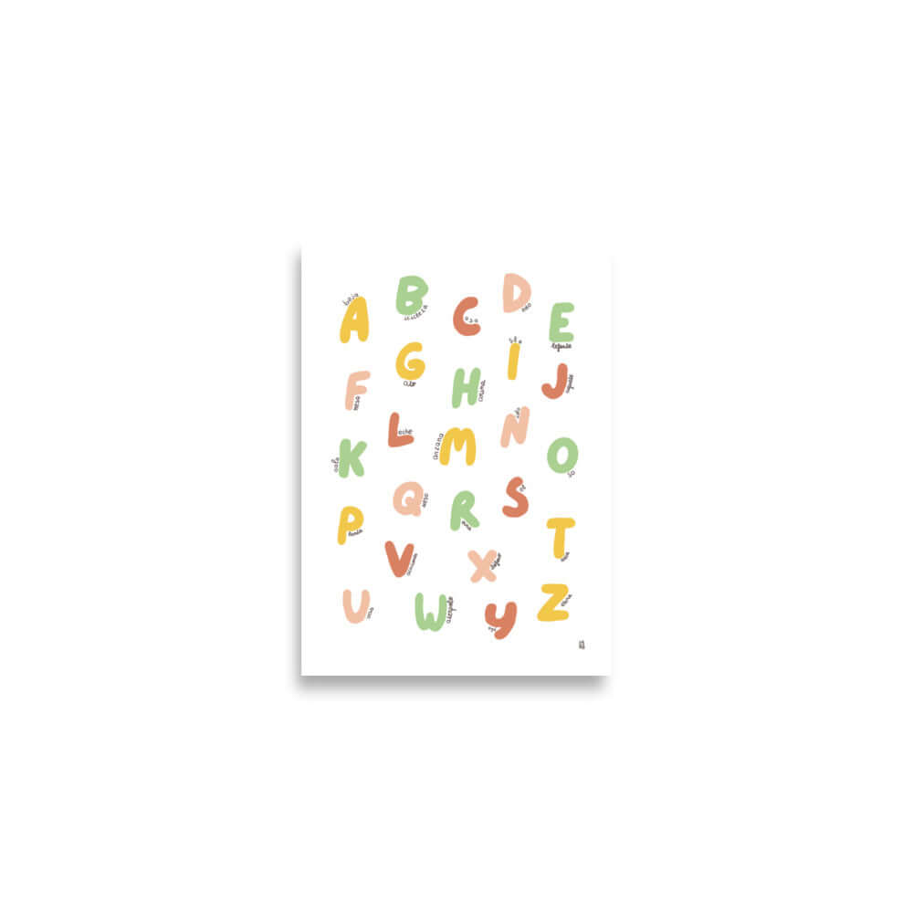 Póster decorativo “Abecedario español” (C)  – Lámina divertida para habitación infantil - Kago Studio