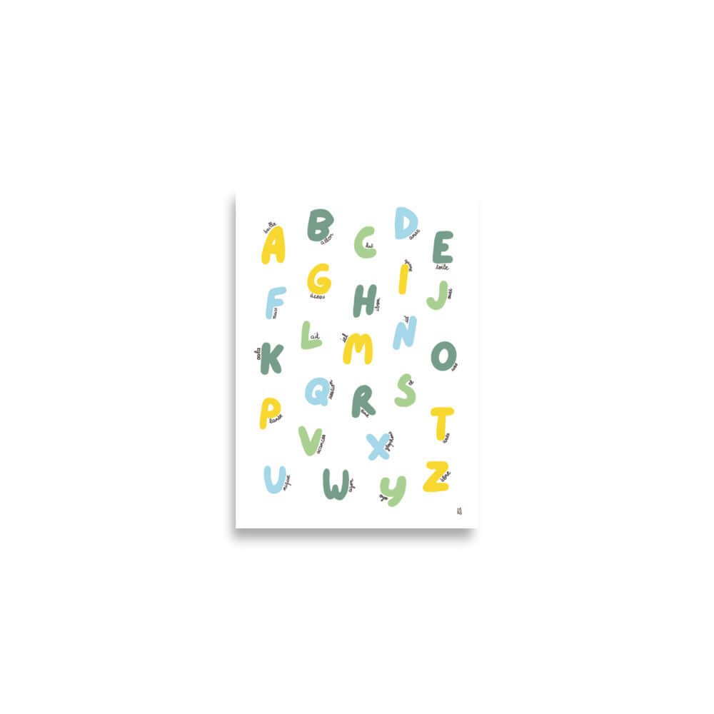 Póster decorativo “Abecedario español” (D)  – Lámina divertida para habitación infantil - Kago Studio