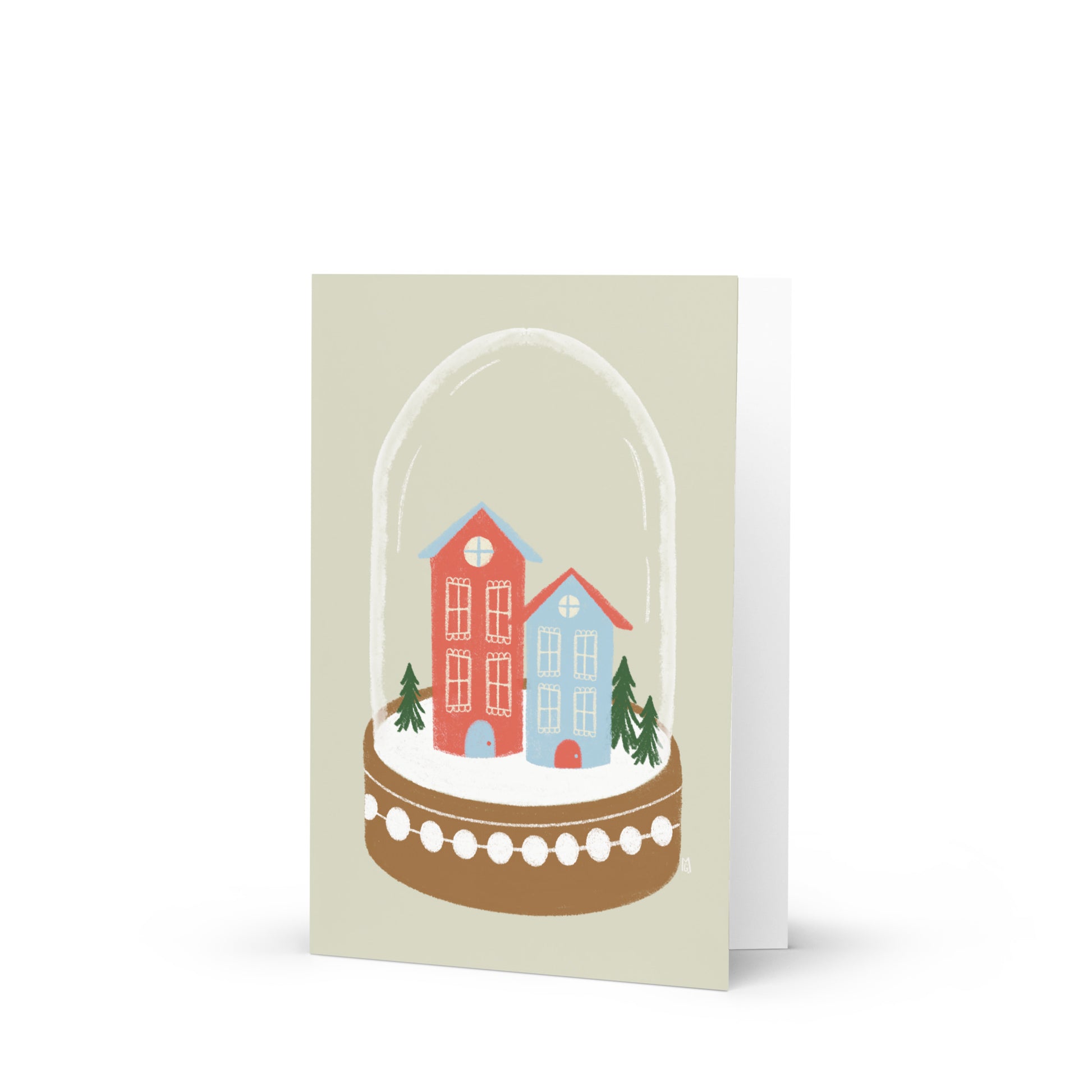 alt= tarjeta de felicitación Globo de nieve pueblo
