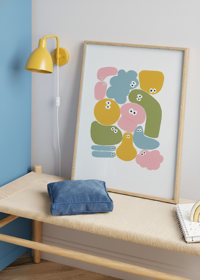 Póster infantil Jojo - edición limitada en un ambiente colorido y alegre, ideal para decorar habitaciones infantiles.