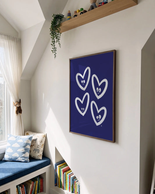 alt=Poster encadré Coeurs rieurs - m