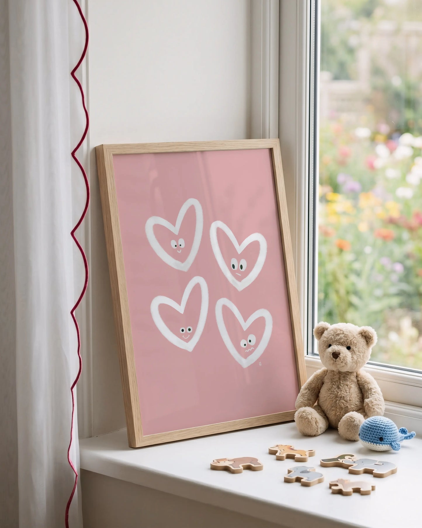 alt=Poster encadré Coeurs rieurs - r