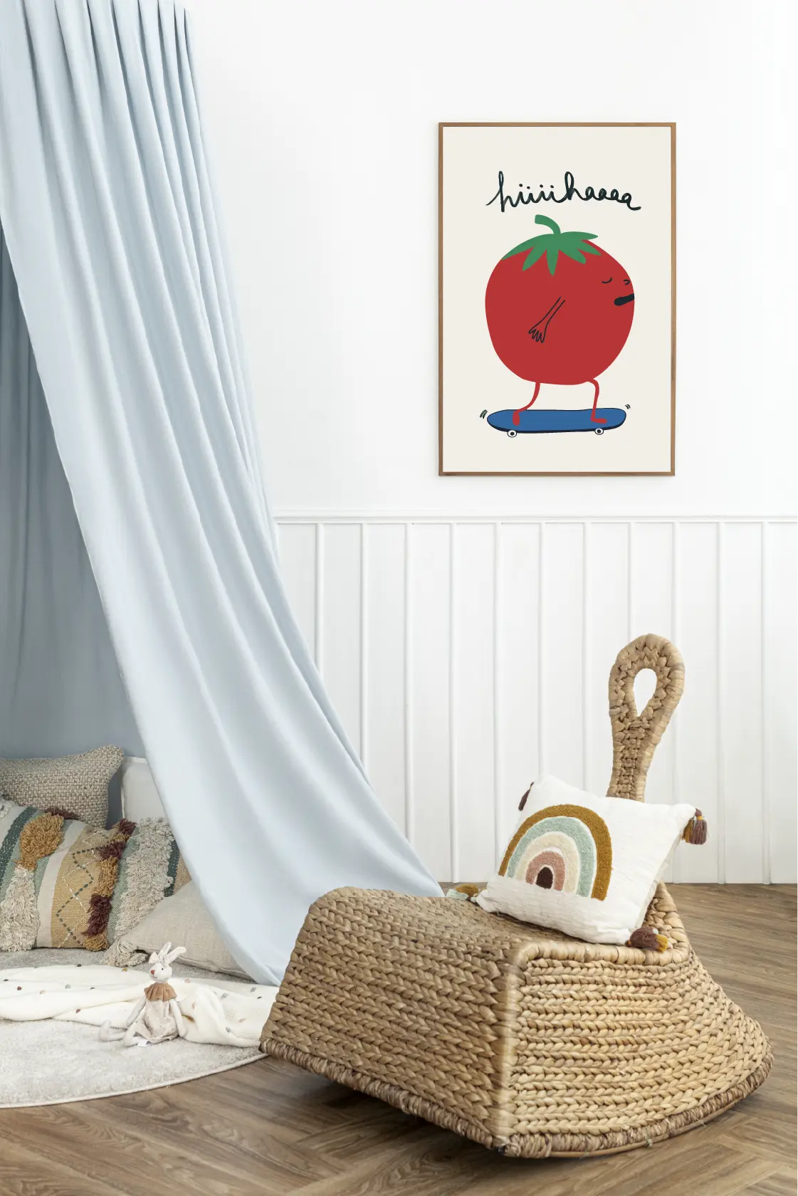 Póster decorativo “Tomate en skate” – Lámina divertida para habitación infantil - Kago Studio