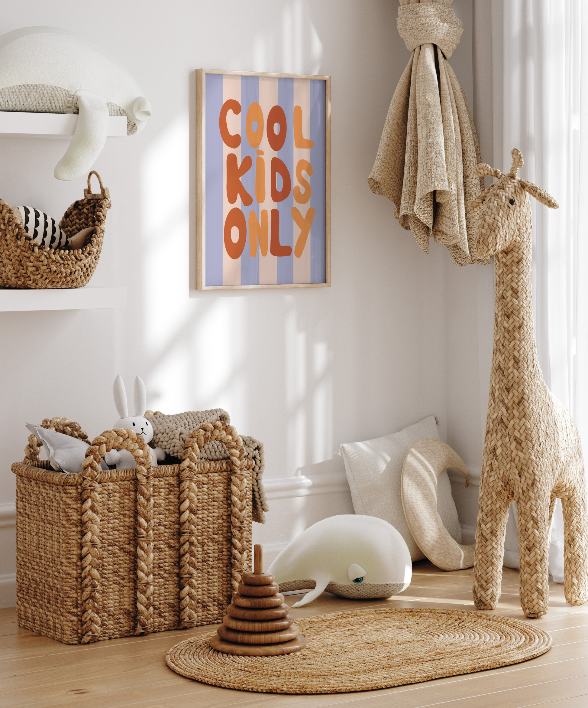 alt="Póster infantil Cool kids only en papel mate grueso – decoración divertida y original para habitación de niños"