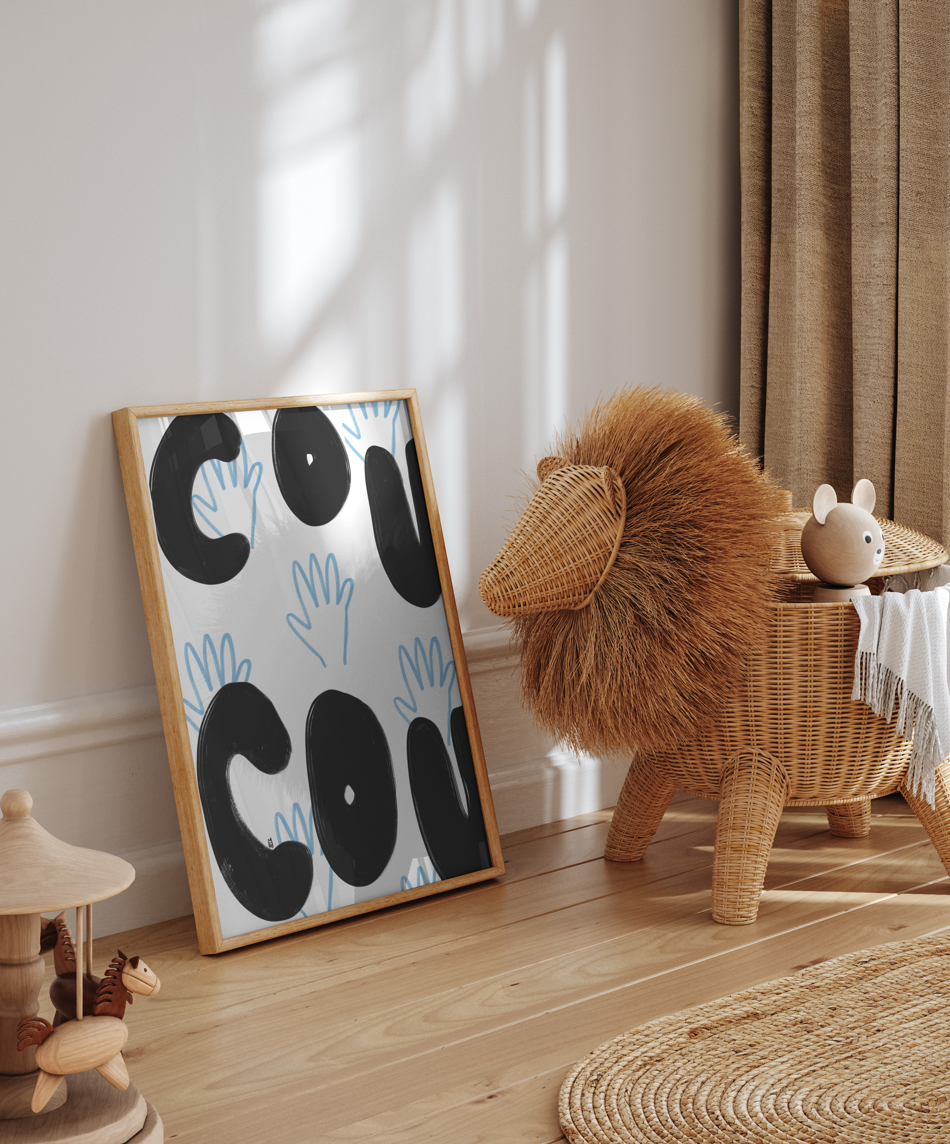 alt="Póster infantil Coucou en papel mate grueso – decoración divertida y original para habitación de niños"