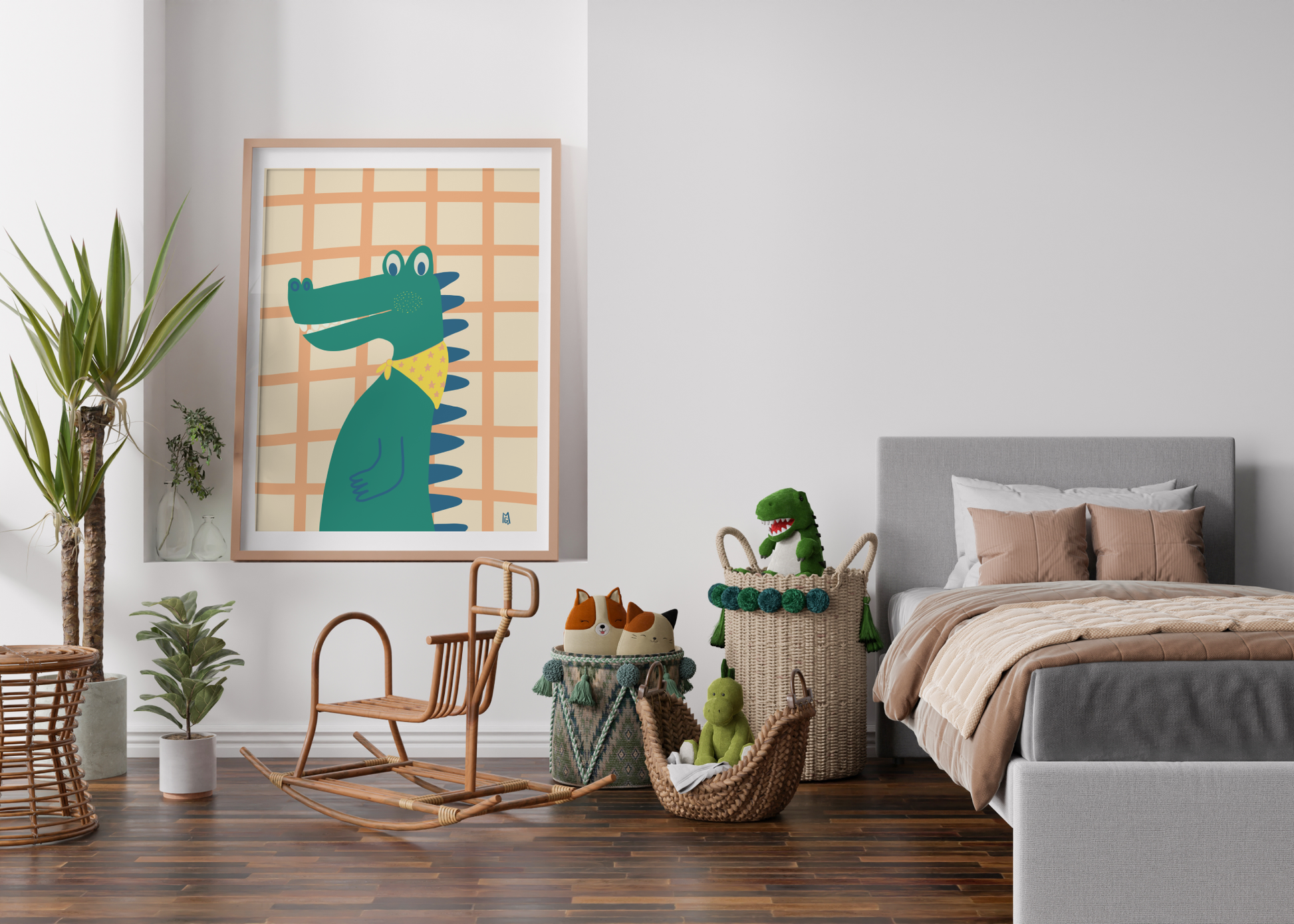 alt="Póster infantil Cocodrilo en papel mate grueso – decoración divertida y original para habitación de niños"