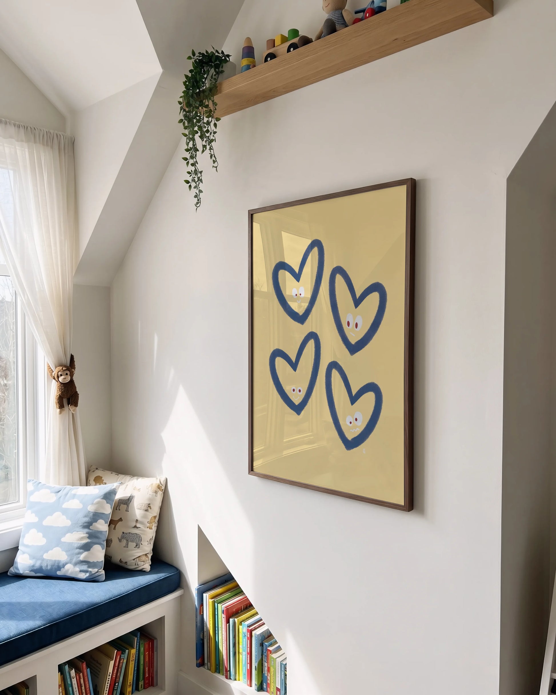 alt=Poster encadré Coeurs rieurs - j