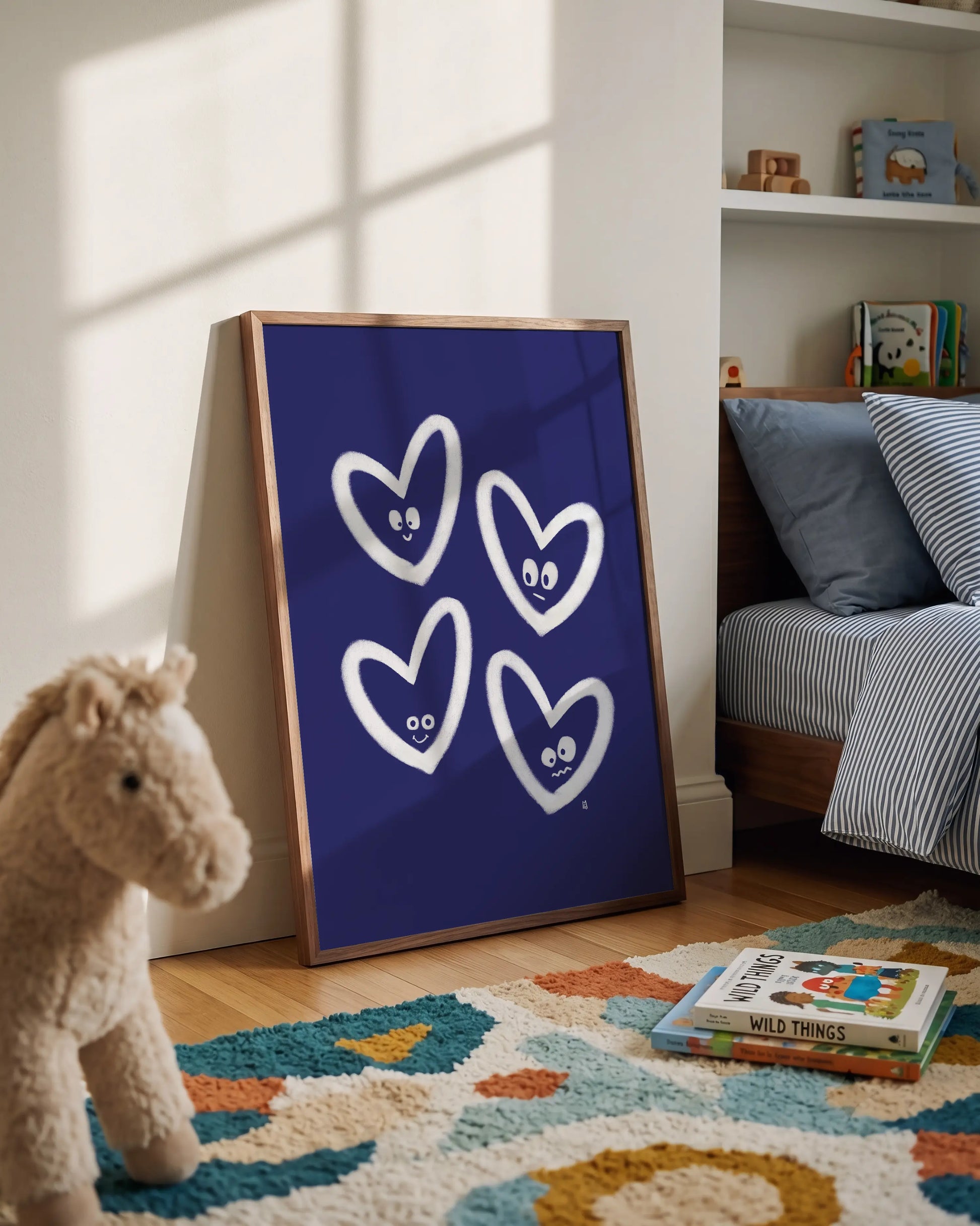 alt=Poster encadré Coeurs rieurs - m