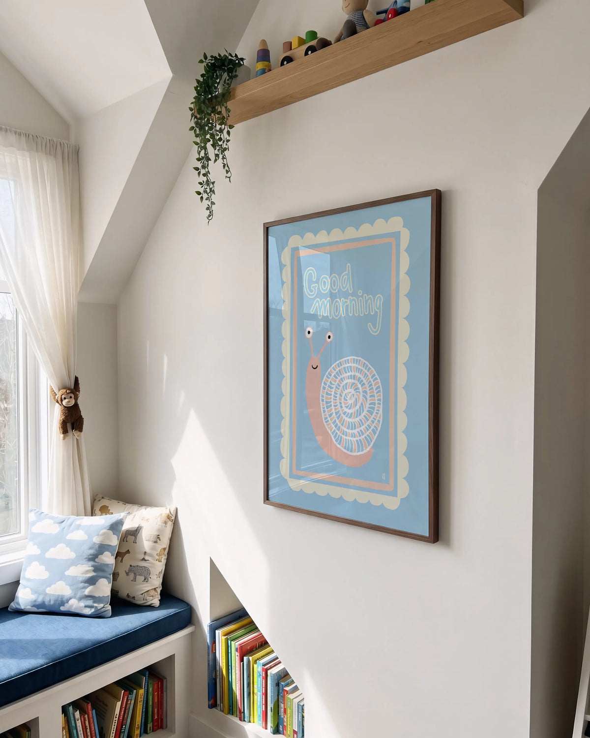 Affiche enfant escargot bleu