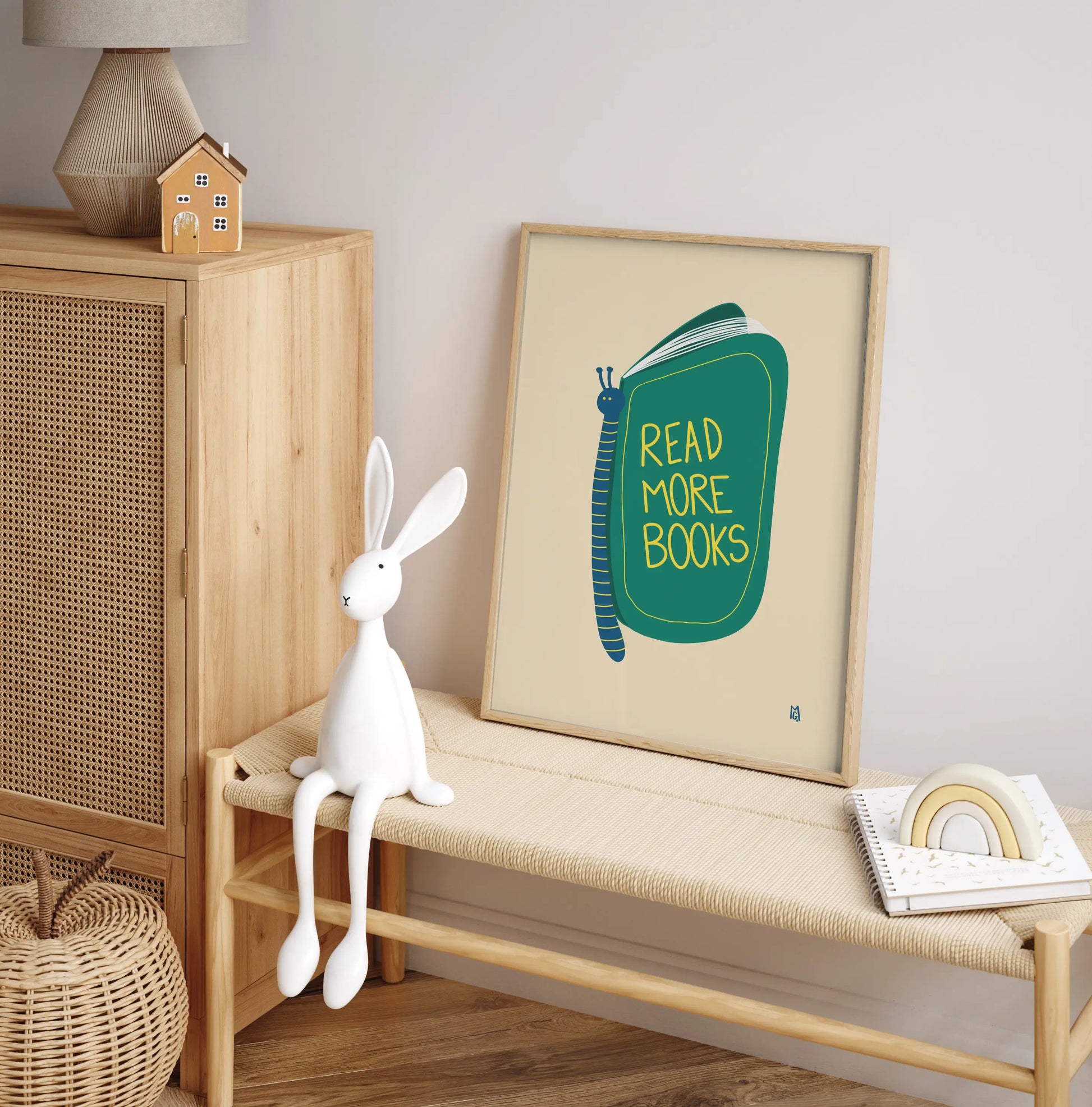 Póster infantil Mariposa libro con marco - Kago Studio