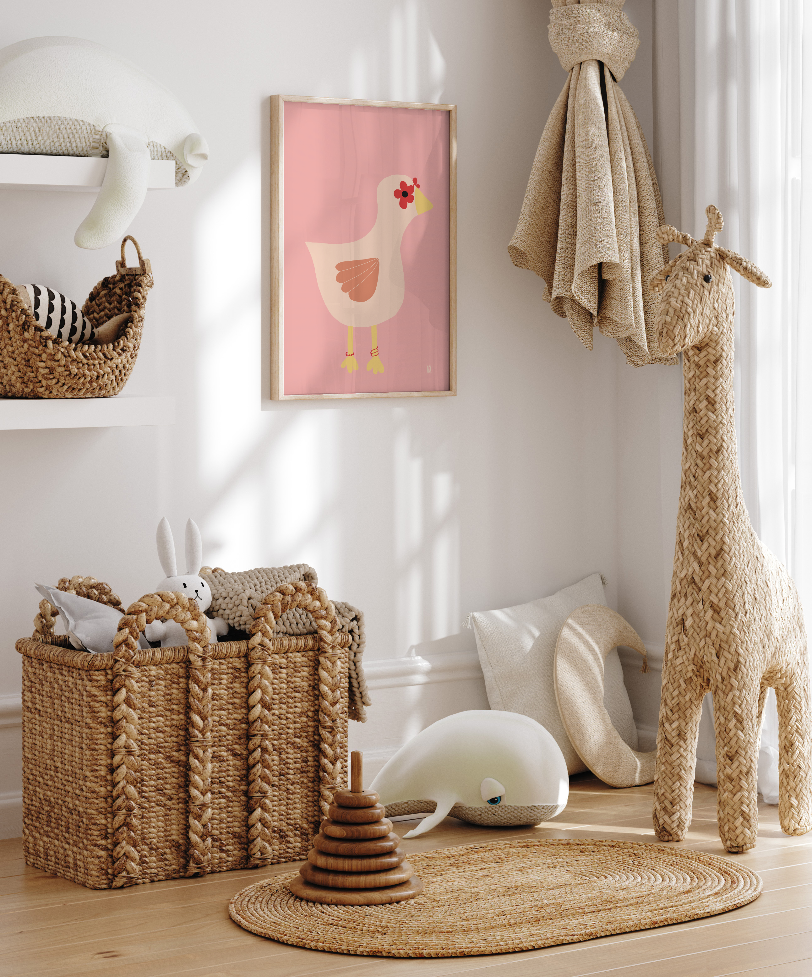 alt="Póster infantil Chic Chick en papel mate grueso – decoración divertida y original para habitación de niños"