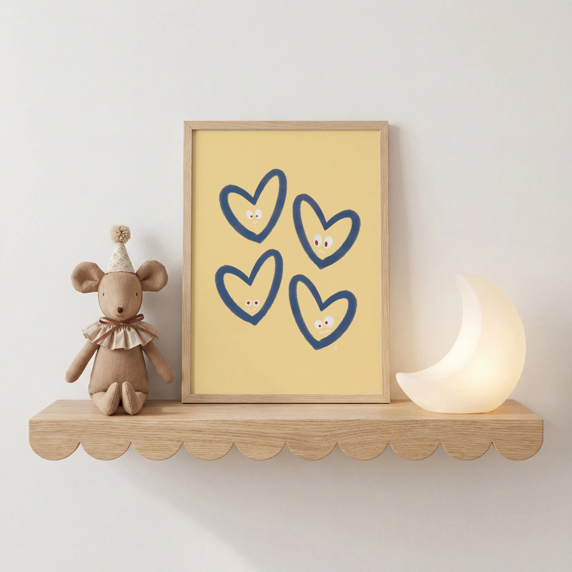 alt=Poster encadré Coeurs rieurs - j