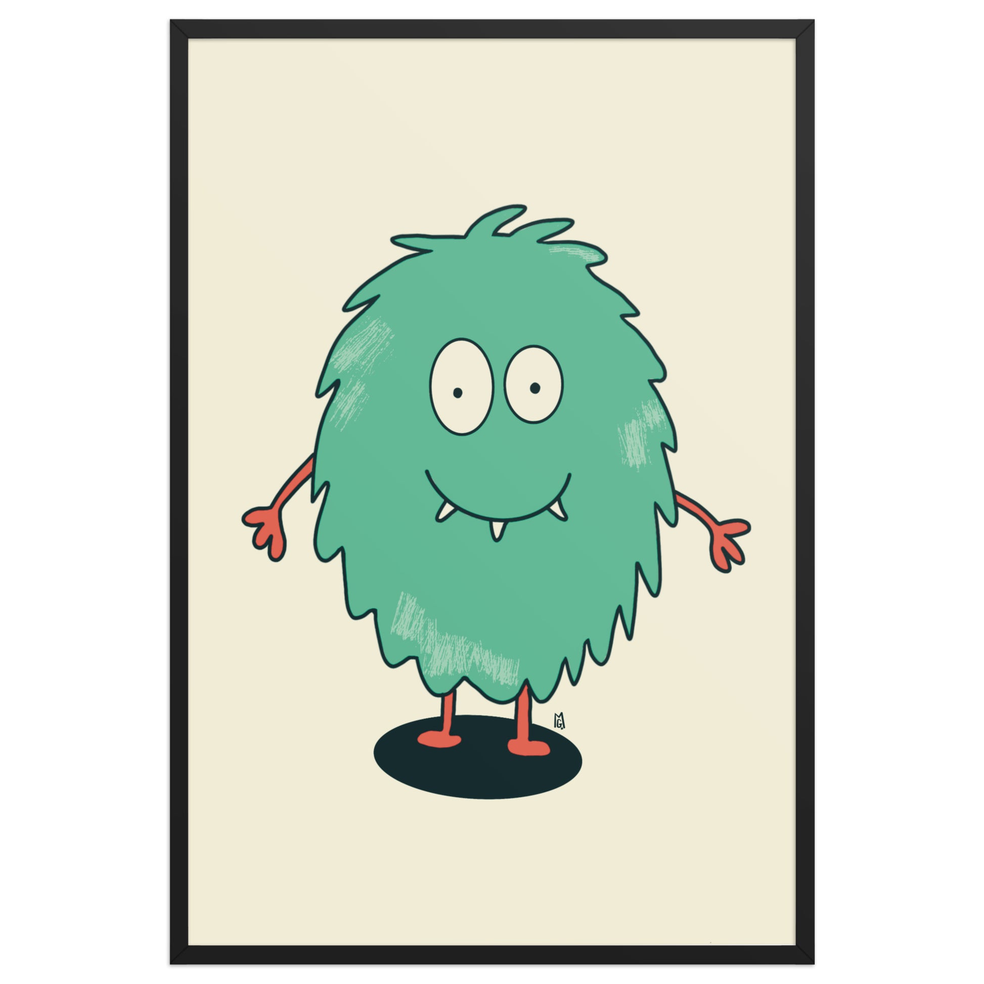 Póster decorativo “Monstruo peludo verde” – Lámina divertida para habitación infantil - Kago Studio