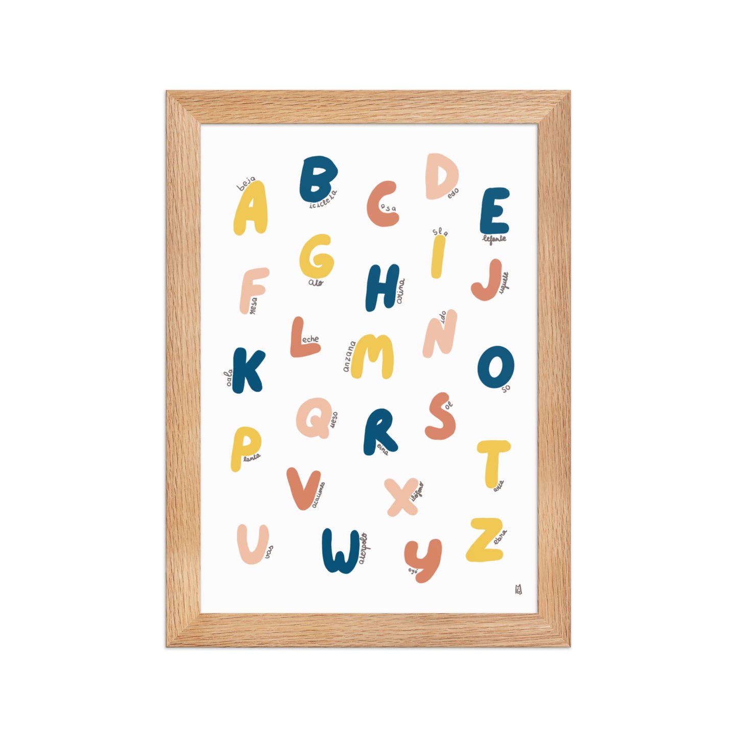 alt="Póster infantil abecedario colorido sobre papel mate grueso – lámina educativa y decorativa"