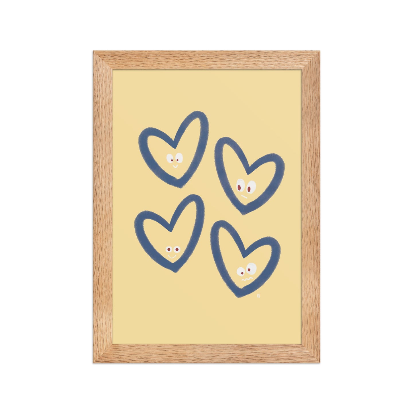 alt=Poster encadré Coeurs rieurs - j