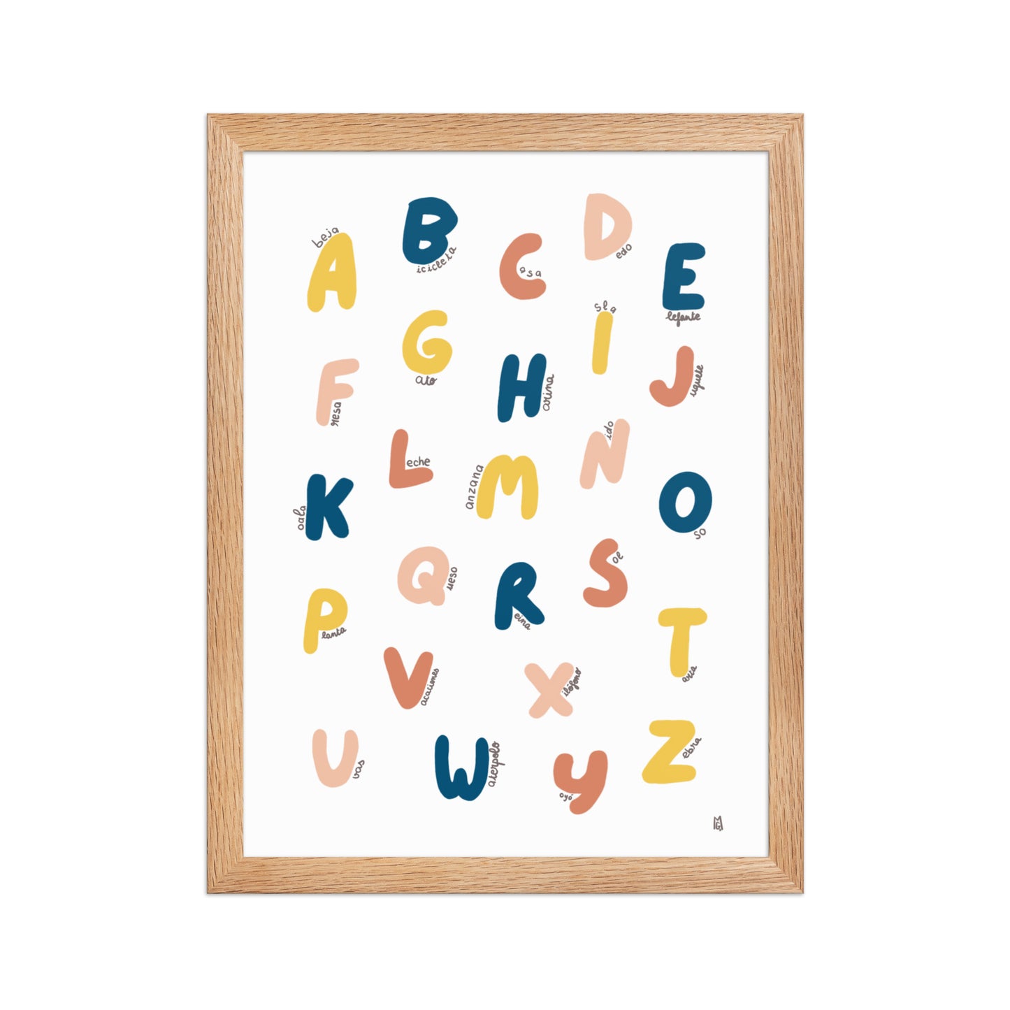 alt="Póster infantil abecedario colorido sobre papel mate grueso – lámina educativa y decorativa"