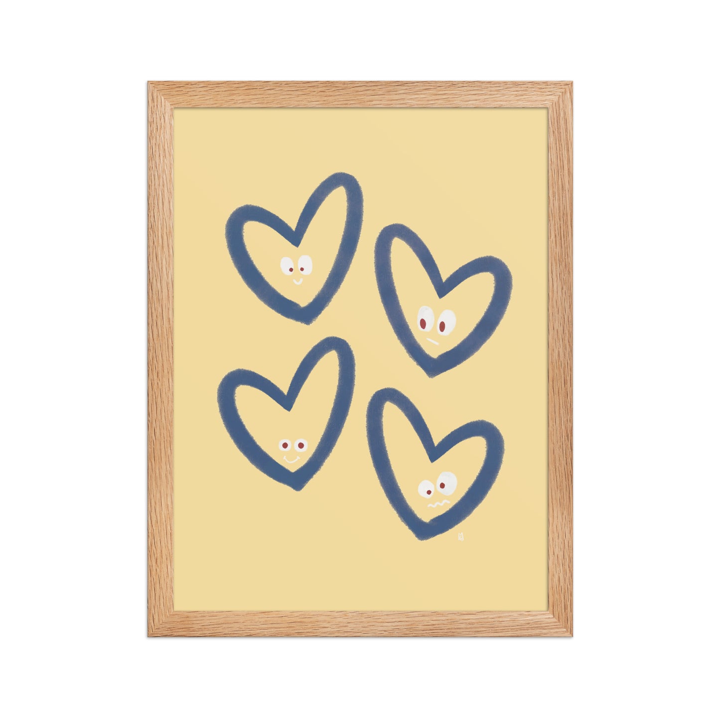 alt=Poster encadré Coeurs rieurs - j