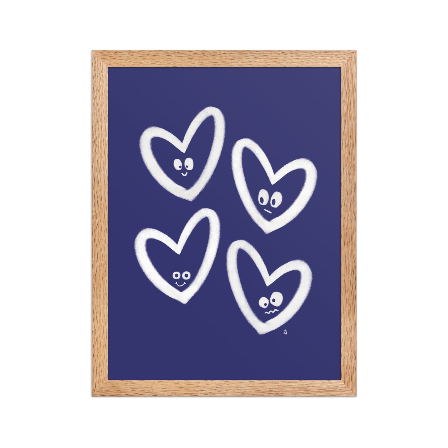 alt=Poster encadré Coeurs rieurs - m