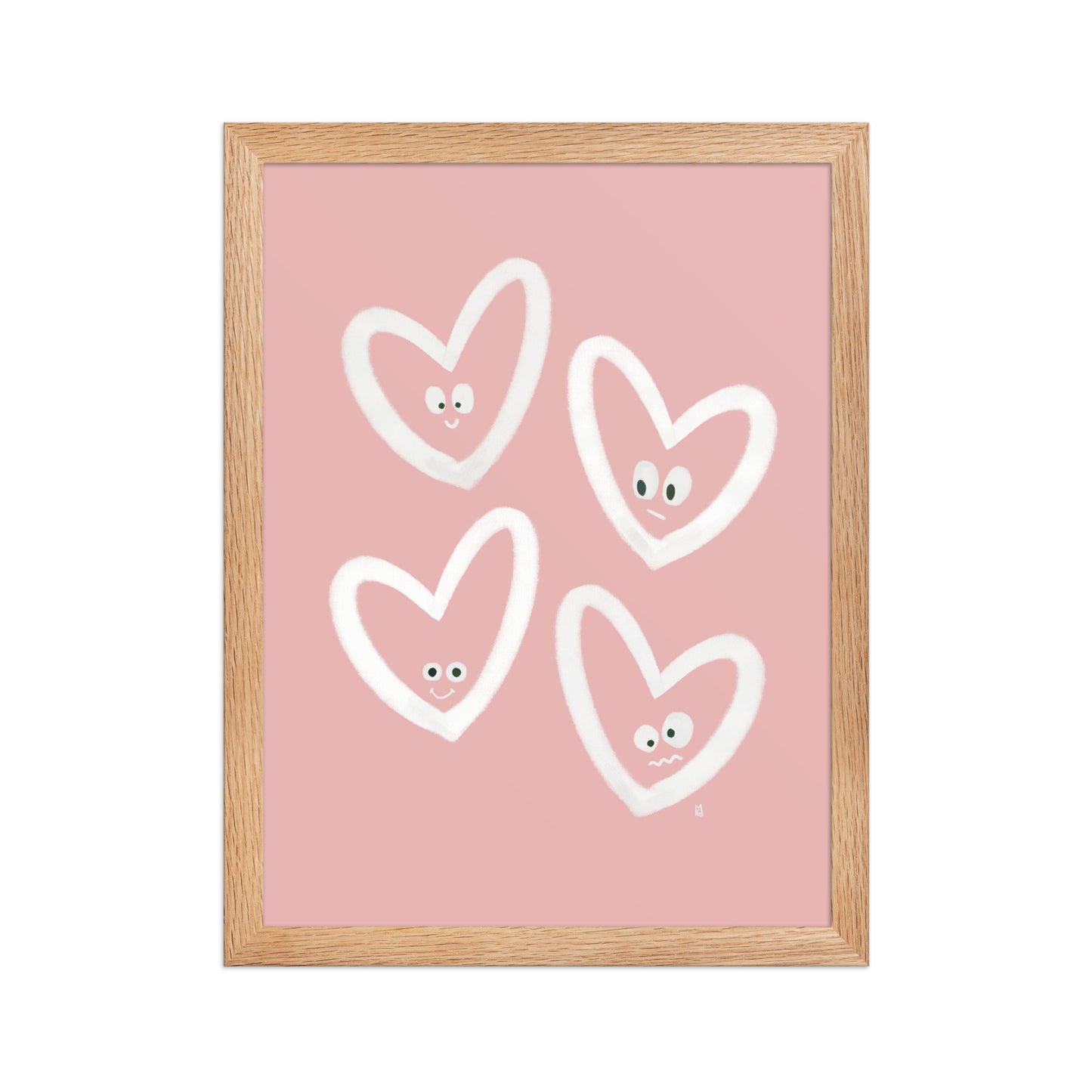alt=Poster encadré Coeurs rieurs - r