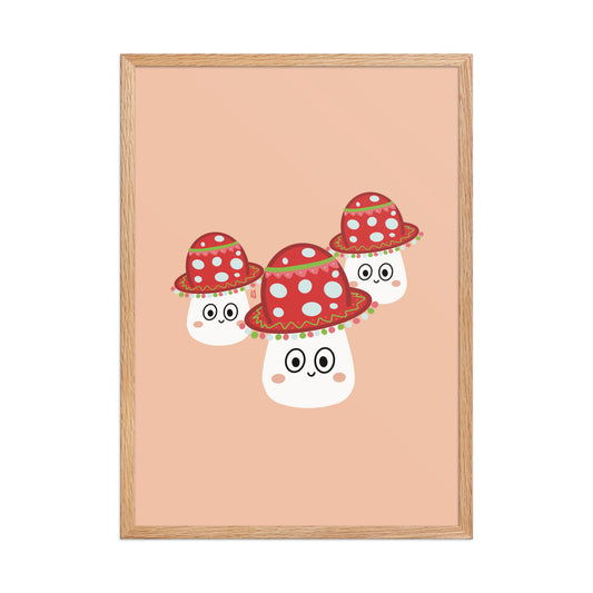 alt="Póster infantil tres setas con sombreros mexicanos sobre papel mate grueso – decoración divertida y original"