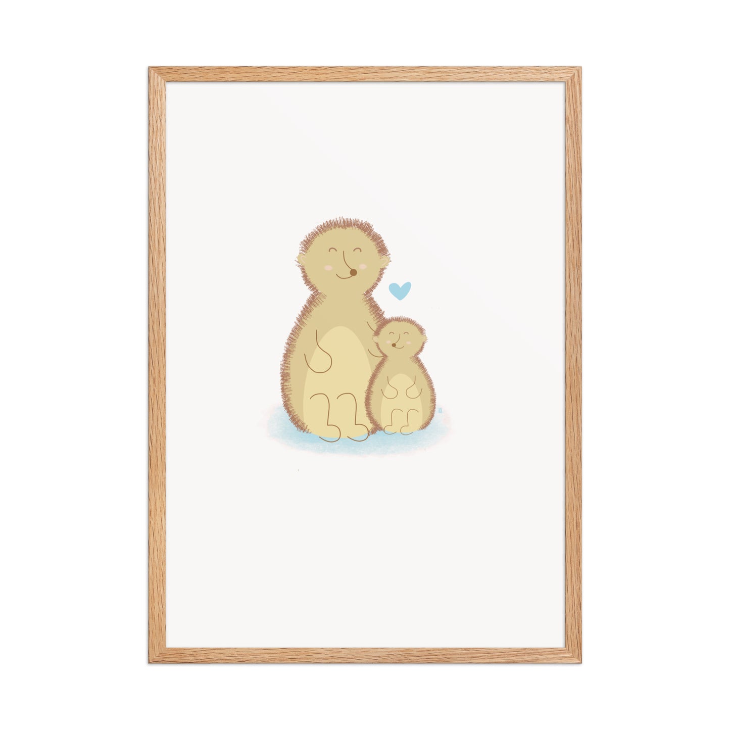 alt="Póster infantil Mamá y Peque con marco sobre papel mate grueso – decoración divertida y colorida