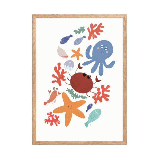 Póster infantil “Amigos del mar” – Lámina decorativa adorable para habitación de niños - Kago Studio