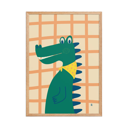 Póster decorativo “Cocodrilo” con marco – Lámina adorable para habitación infantil - Kago Studio