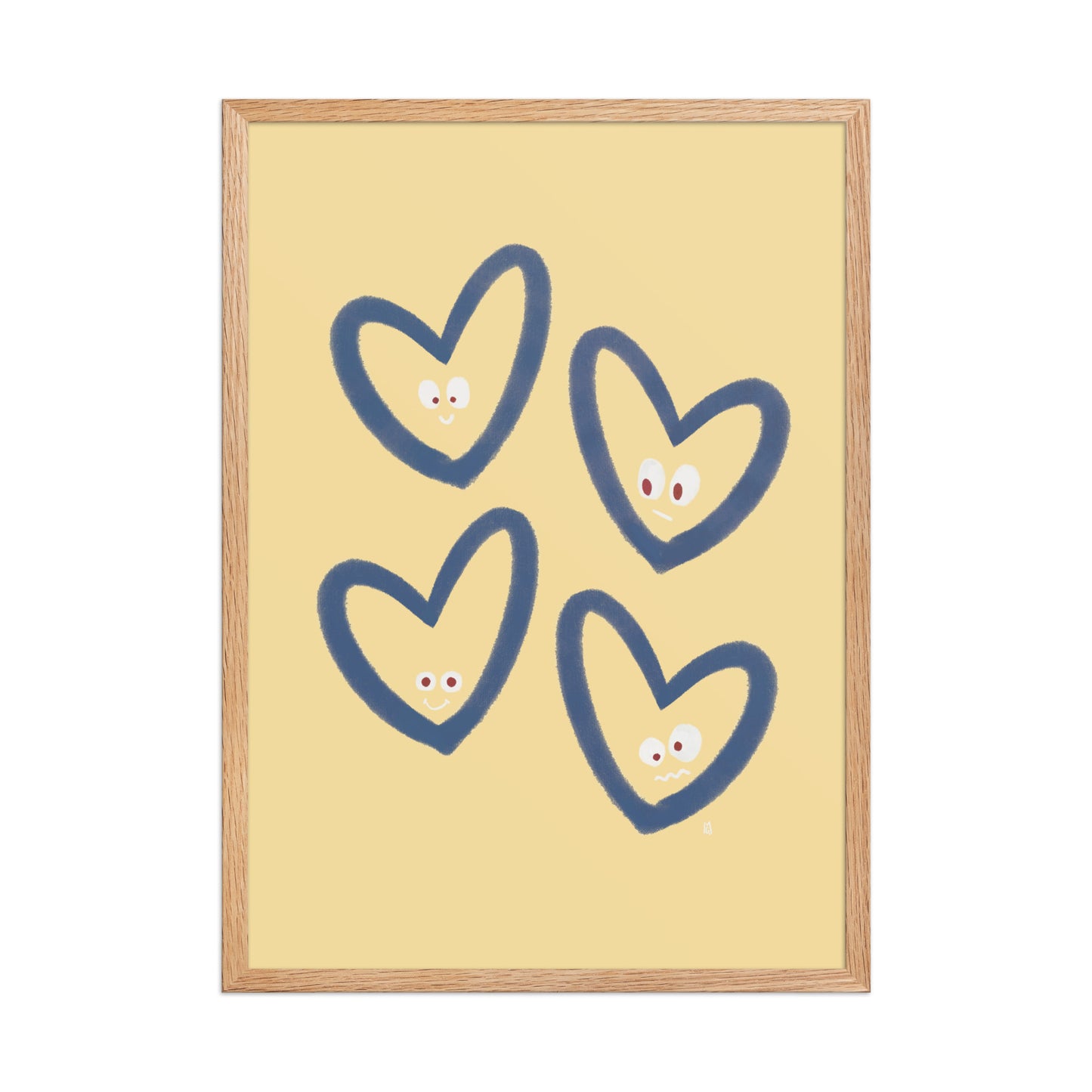 alt=Poster encadré Coeurs rieurs - j