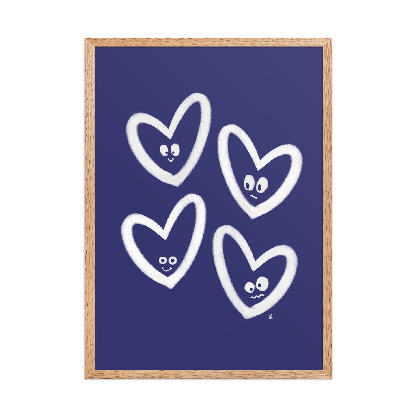 alt=Poster encadré Coeurs rieurs - m