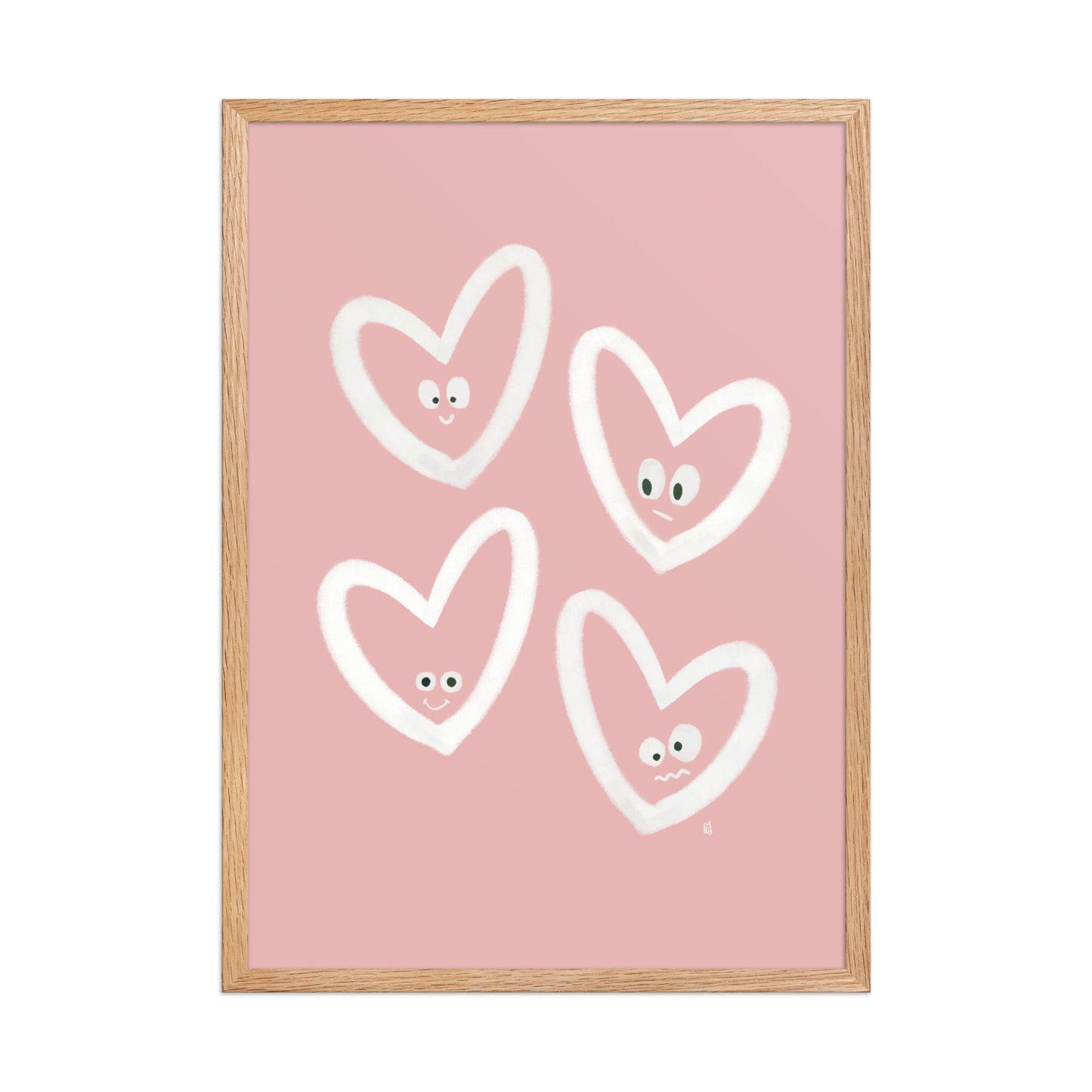alt=Poster encadré Coeurs rieurs - r