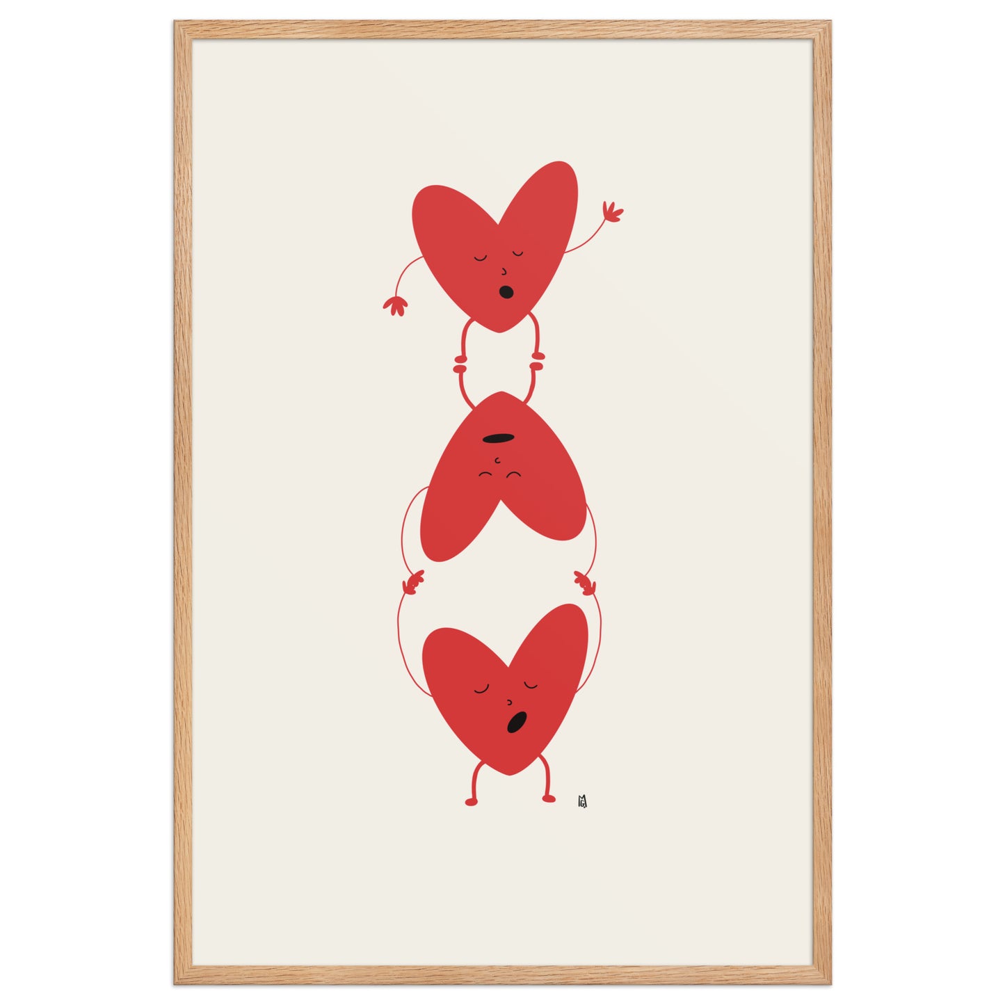 Póster infantil “corazones rebeldes” con marco minimalista – Decoración para cuarto de niños - Kago Studio