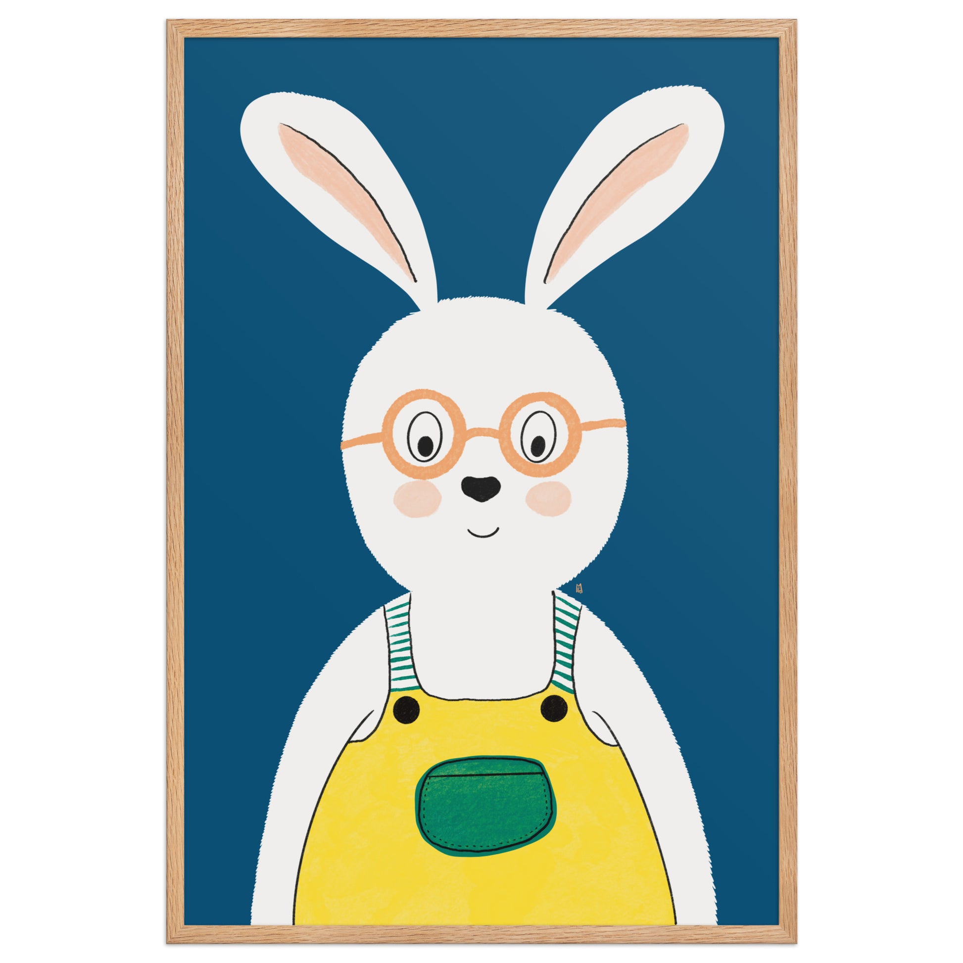 Póster infantil “Conejo con peto y gafas” – Lámina decorativa adorable para habitación de niños - Kago Studio