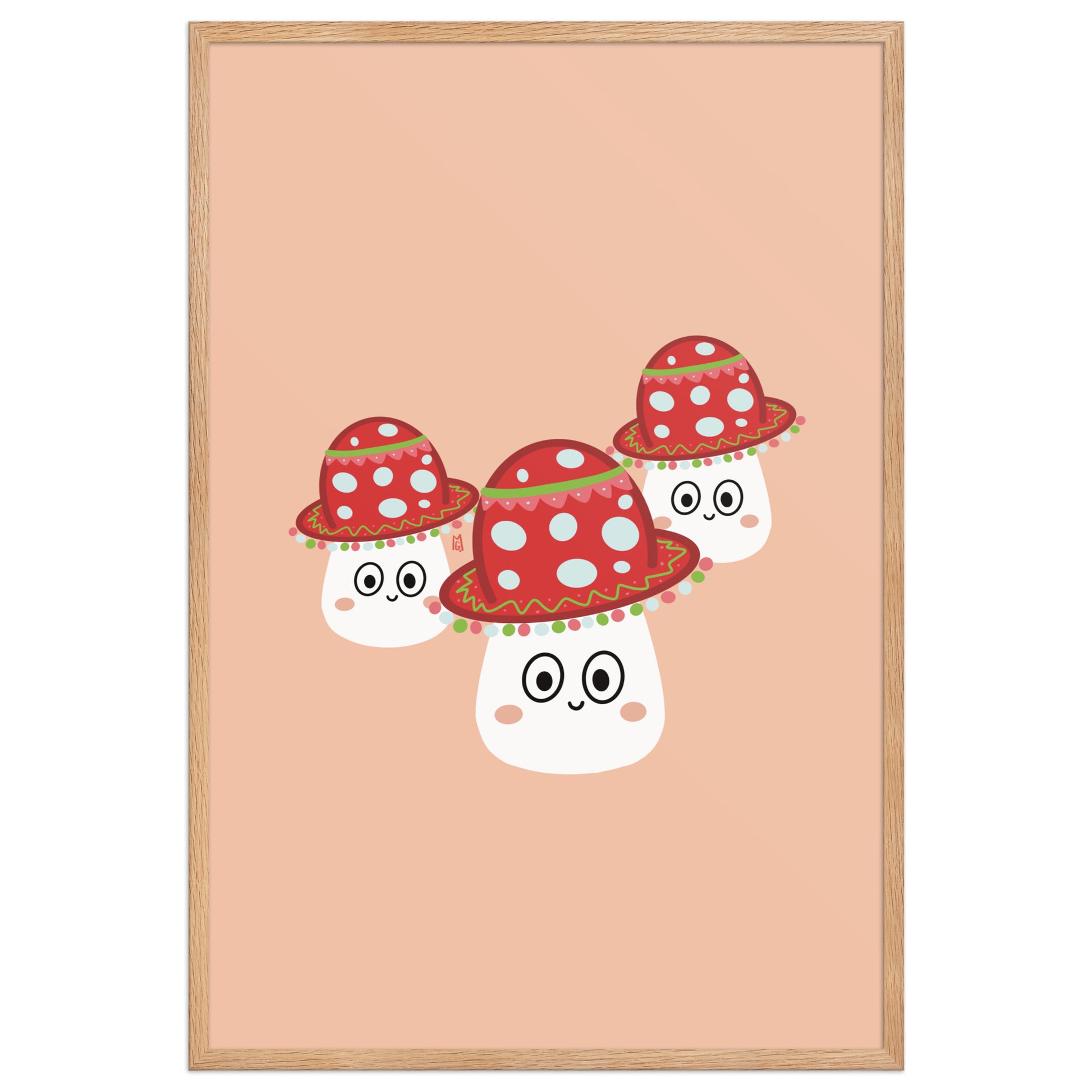 Póster decorativo “Tres hongos con sombreros mexicanos” – Lámina divertida para habitación infantil - Kago Studio