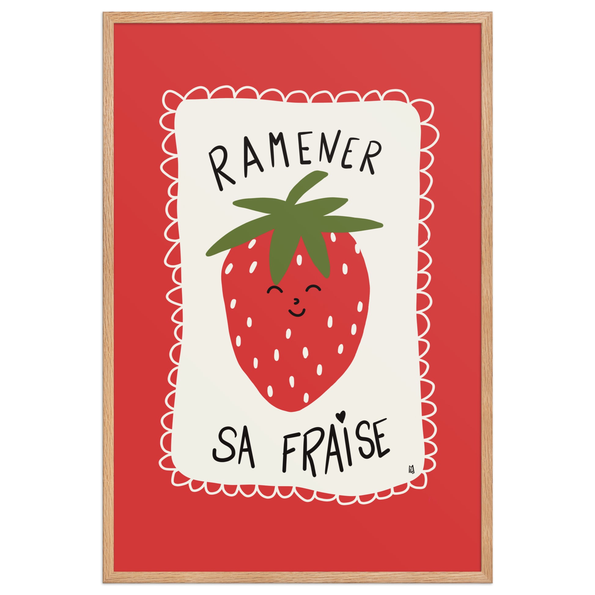 Póster decorativo “Fresa” con marco – Lámina divertida y colorida para habitación infantil - Kago Studio