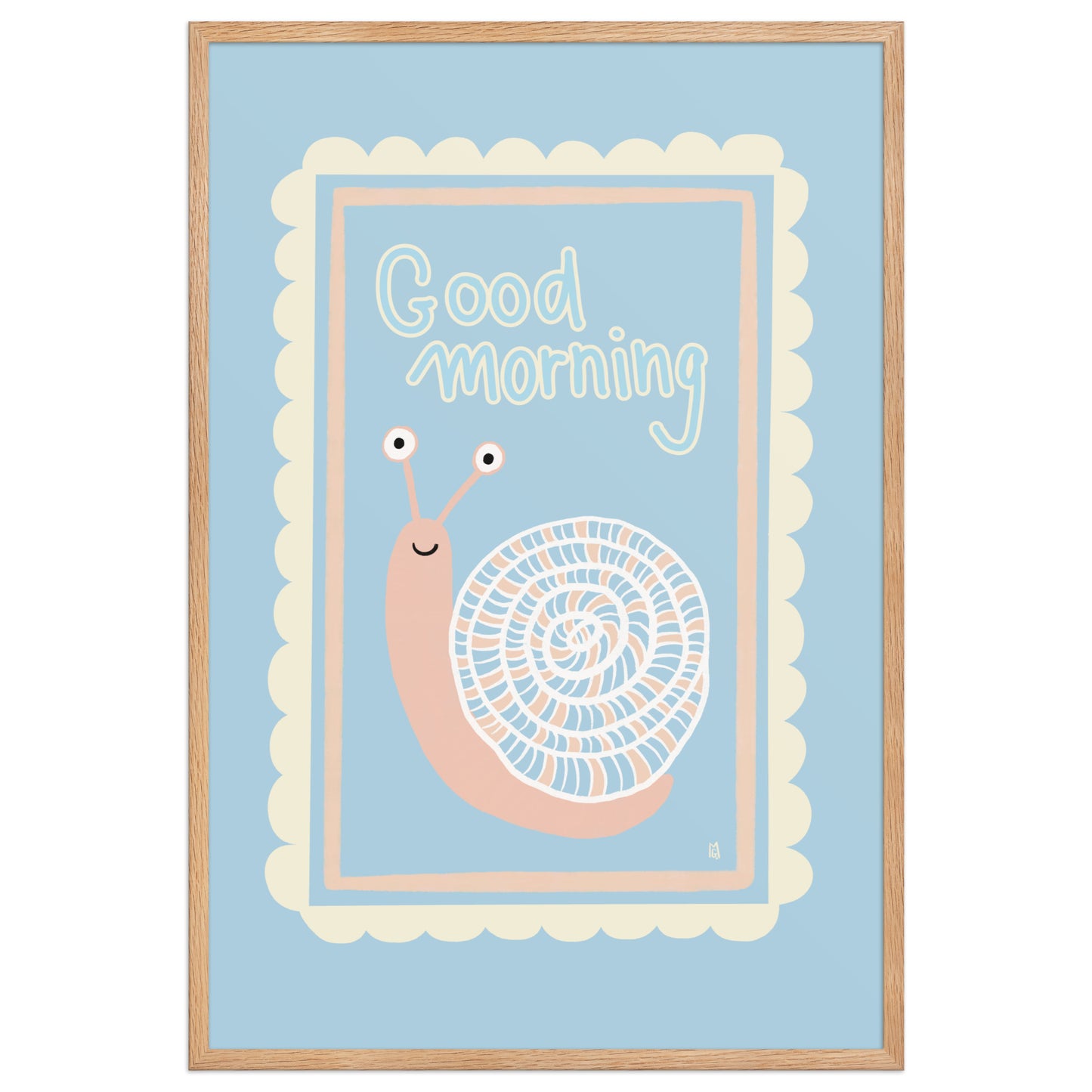 alt = Póster Hola mi caracol con marco - Kago Studio