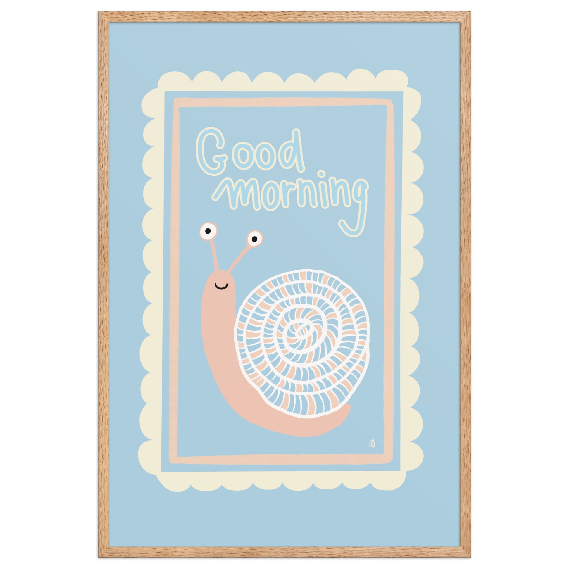 alt = Póster Hola mi caracol con marco - Kago Studio