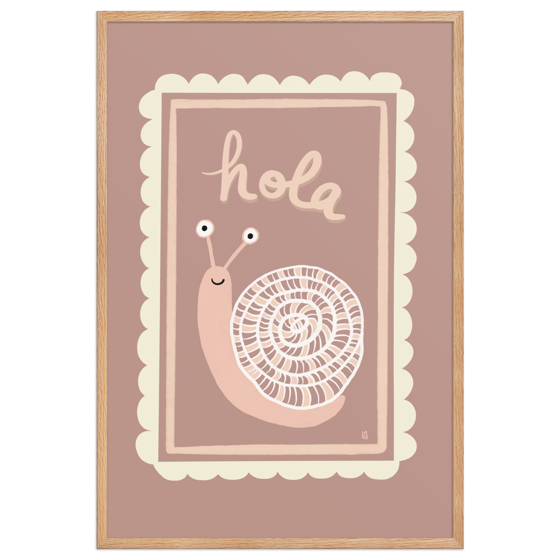 alt = Póster Hola mi caracol con marco - Kago Studio