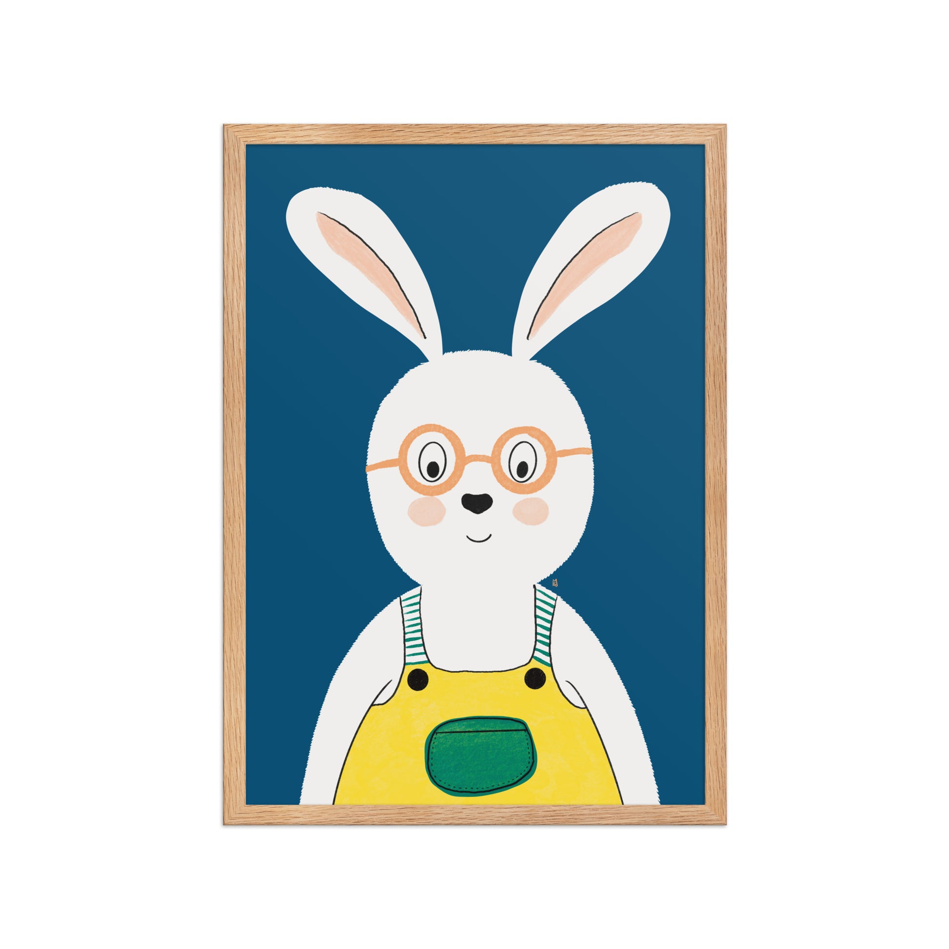Póster infantil “Conejo con peto y gafas” – Lámina decorativa adorable para habitación de niños - Kago Studio