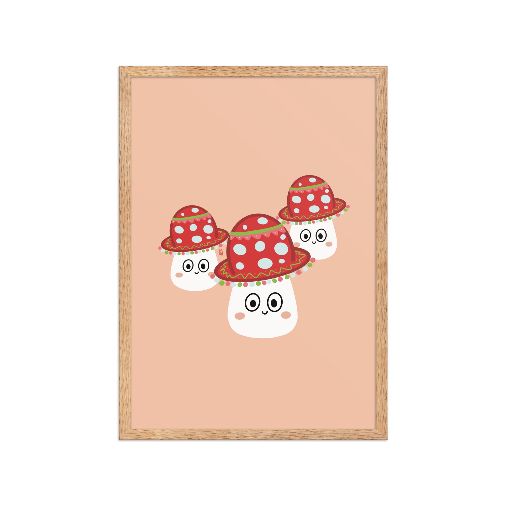 Póster decorativo “Tres hongos con sombreros mexicanos” – Lámina divertida para habitación infantil - Kago Studio