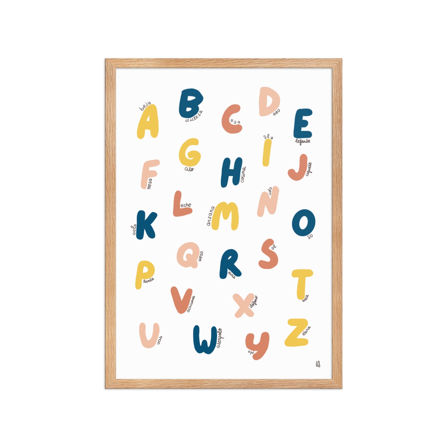 alt="Póster infantil abecedario colorido sobre papel mate grueso – lámina educativa y decorativa"