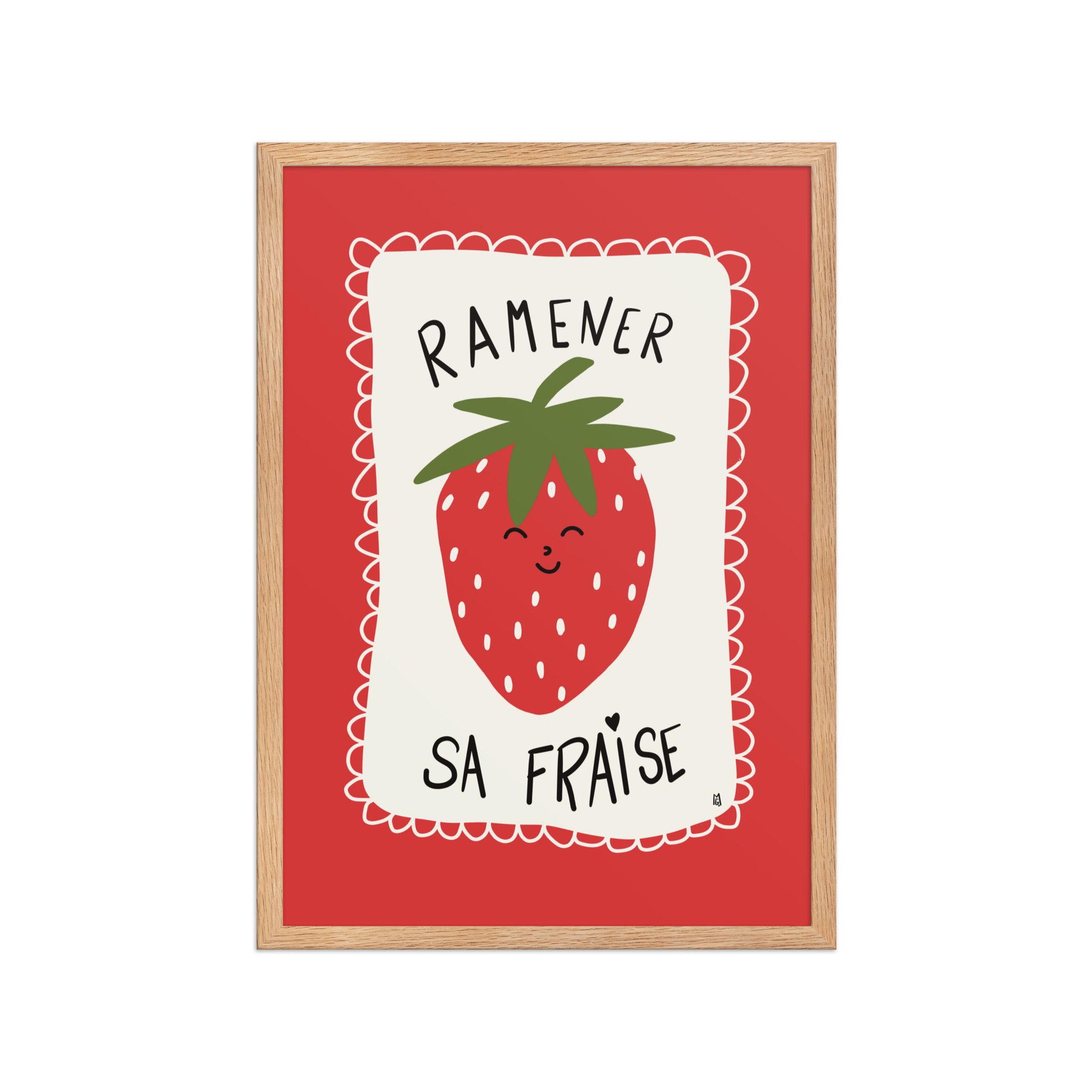 Póster decorativo “Fresa” con marco – Lámina divertida y colorida para habitación infantil - Kago Studio