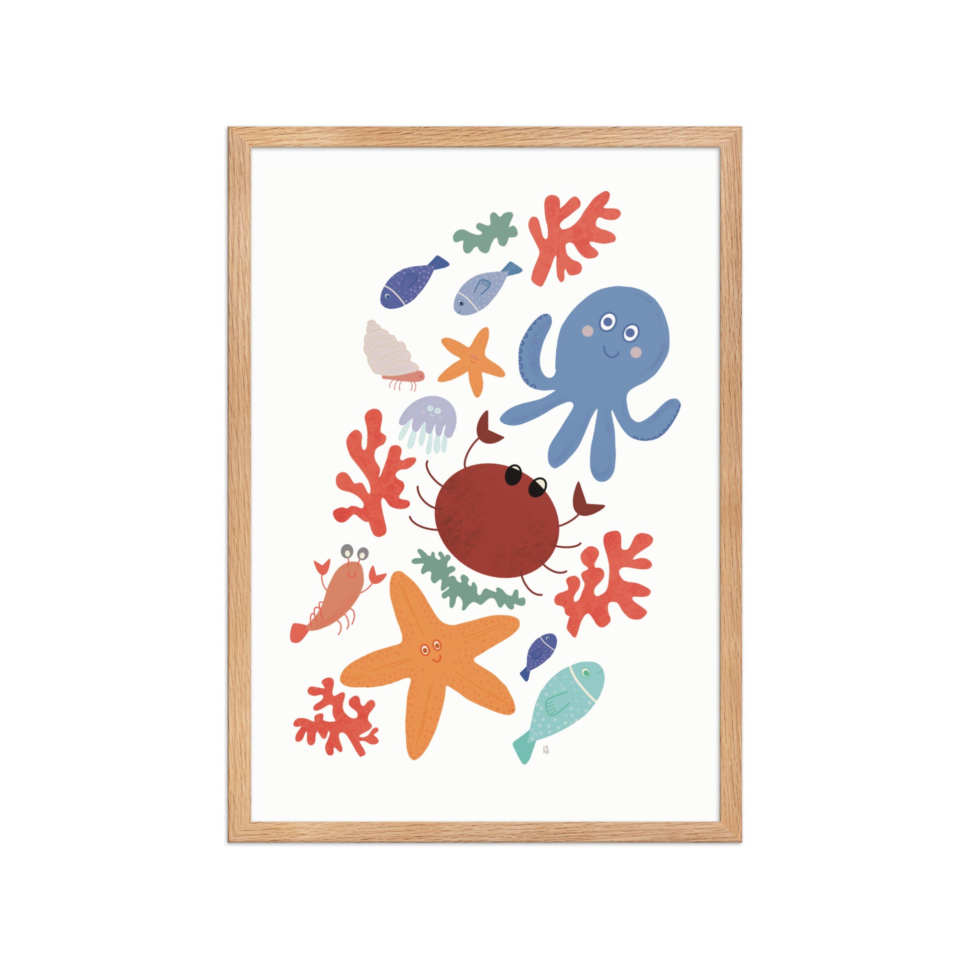 Póster infantil “Amigos del mar” – Lámina decorativa adorable para habitación de niños - Kago Studio