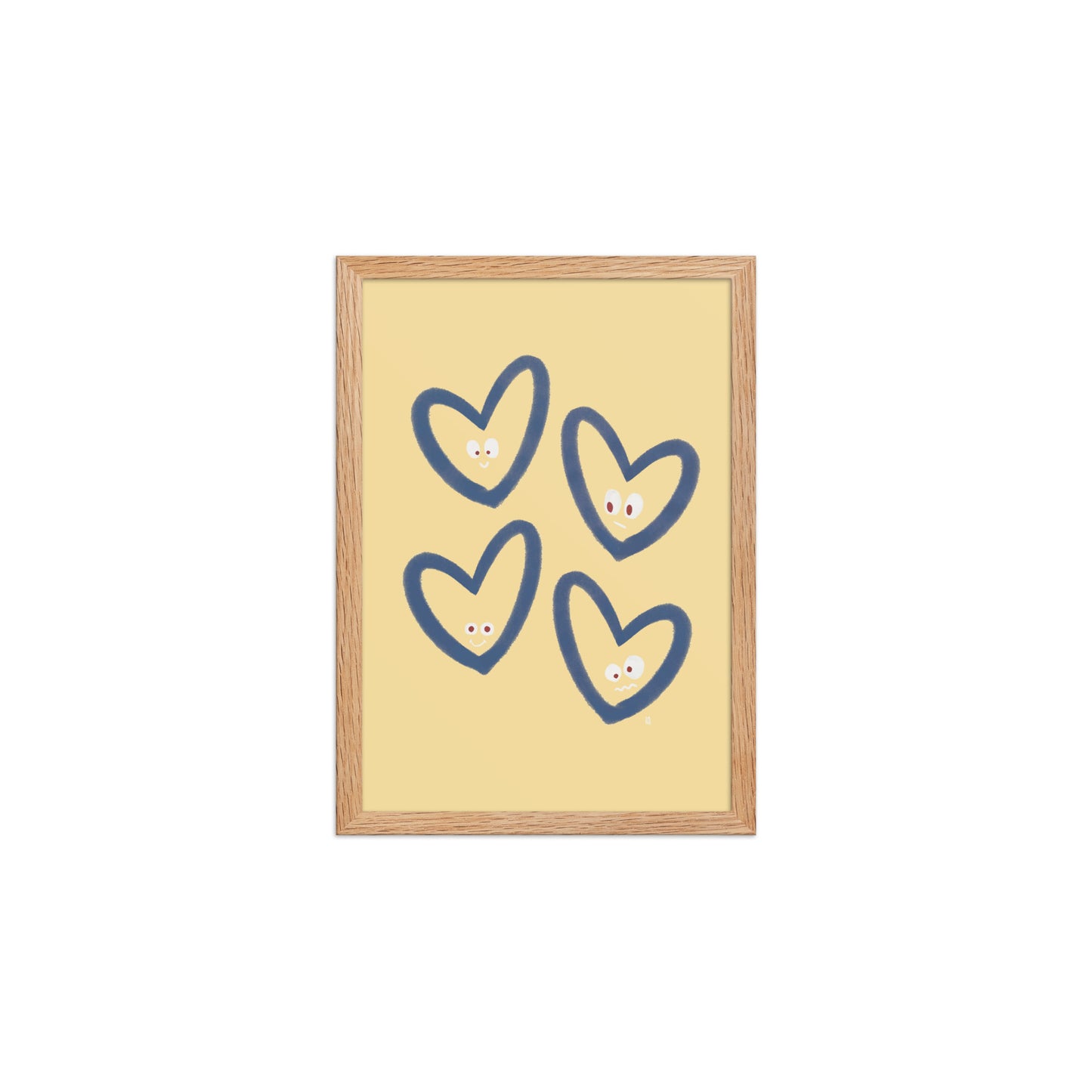 alt=Poster encadré Coeurs rieurs - j