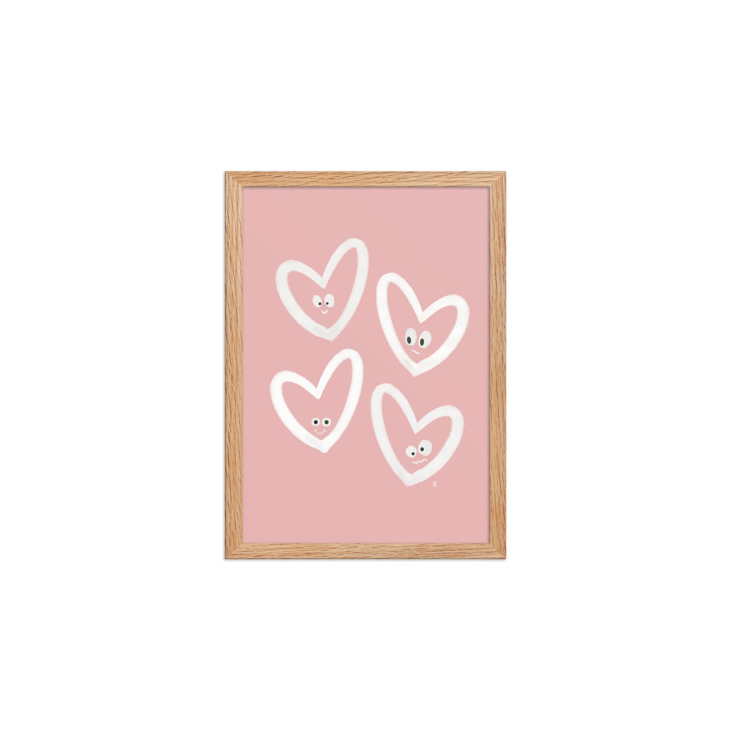 alt=Poster encadré Coeurs rieurs - r