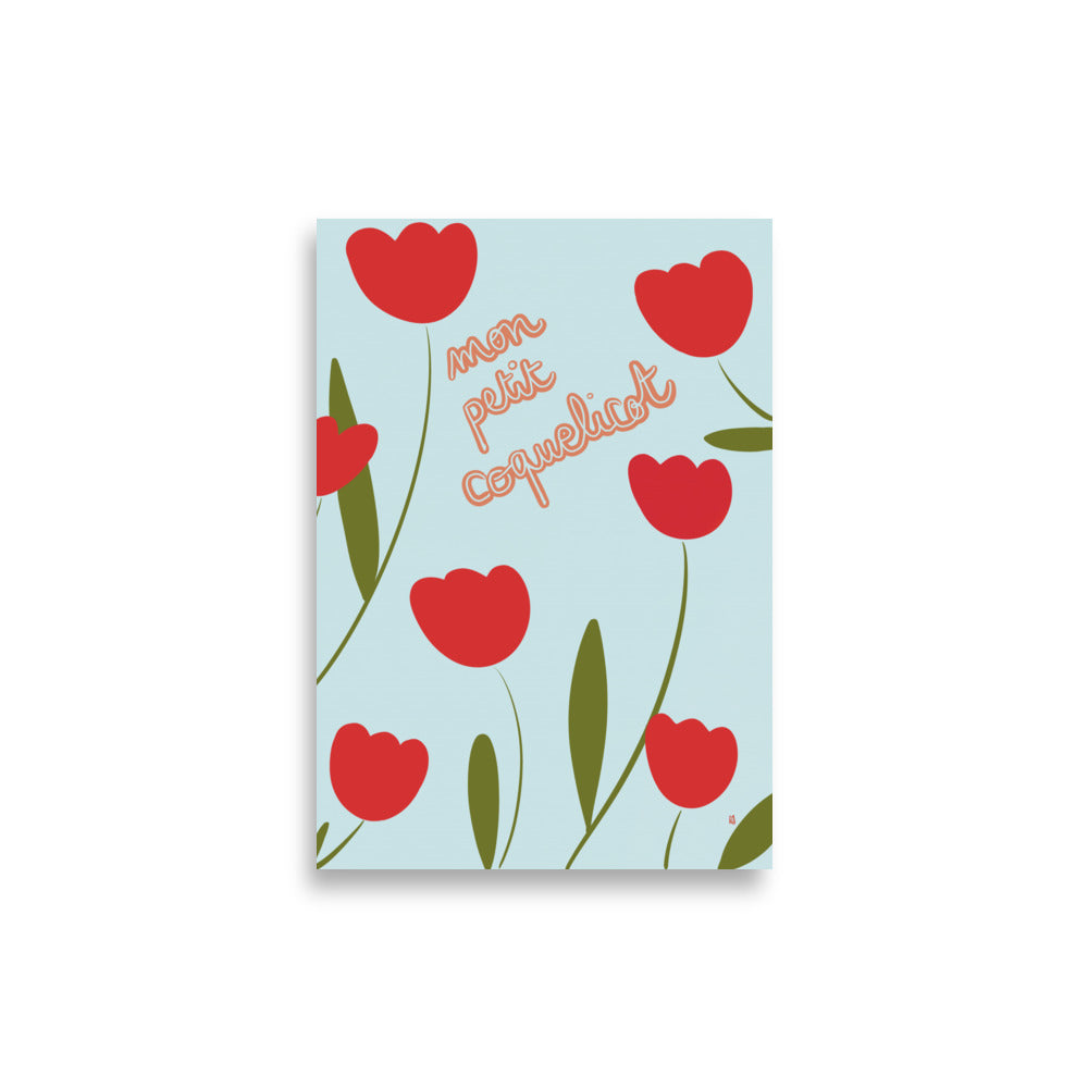 alt="Póster infantil Coquelicot en papel mate grueso – decoración divertida y original para habitación de niños"