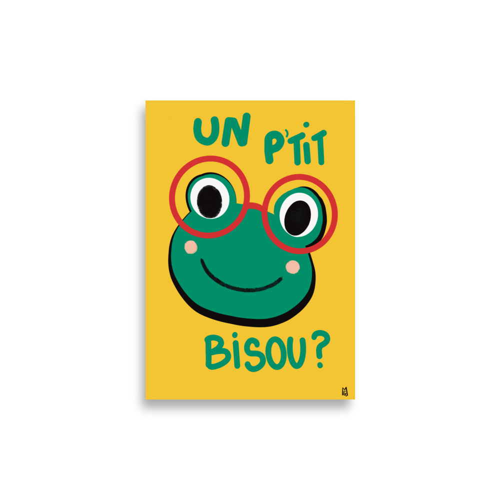 alt="Póster infantil Rana y beso en papel mate grueso – decoración divertida y original para habitación de niños"