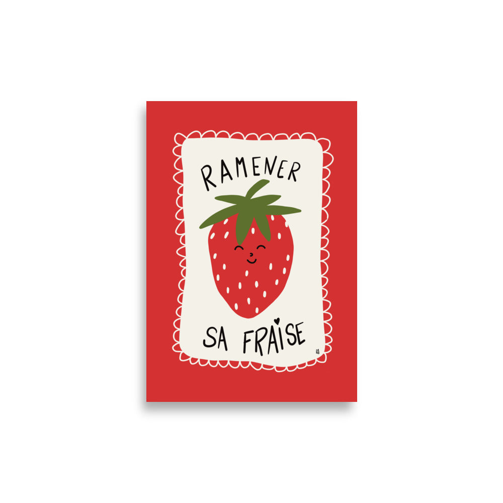 alt="Póster infantil Fresa en papel mate grueso – decoración divertida y original para habitación de niños"