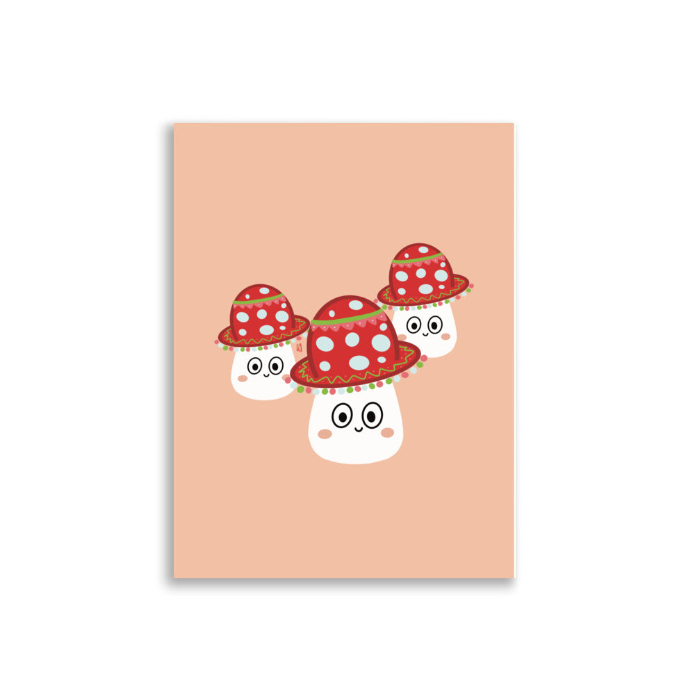 alt="Póster infantil tres setas con sombreros de colores en papel mate grueso – decoración divertida y original para habitación de niños"